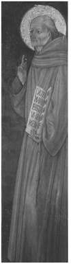 Madonna della Misericordia, San Sebastiano e Santo Vescovo; San Bernardino da Siena